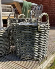 Set of 3 Wicker Planters NIKITI 29/35/40 cm PE Rattan Taupe_962933