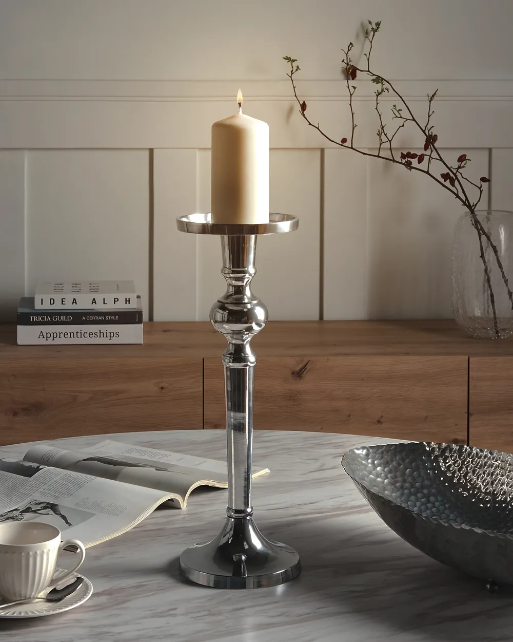 Candle Holder SANAFA 41 cm Metal Silver_882000