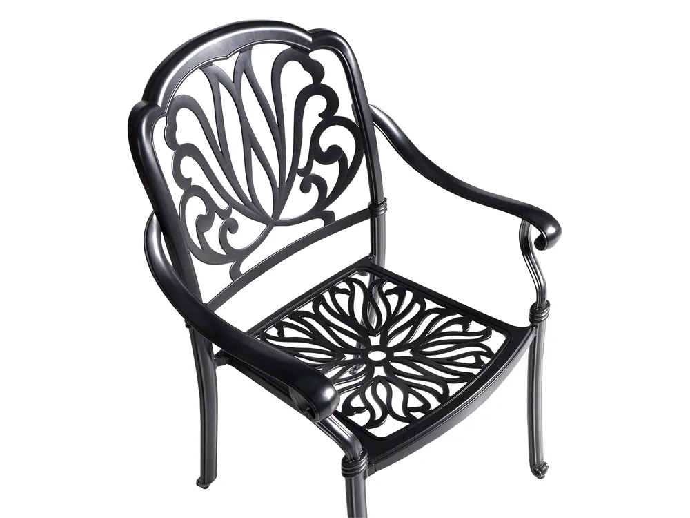 Garden Dining Set 4 Seater ANCONA with Cushions Metal Black_806892