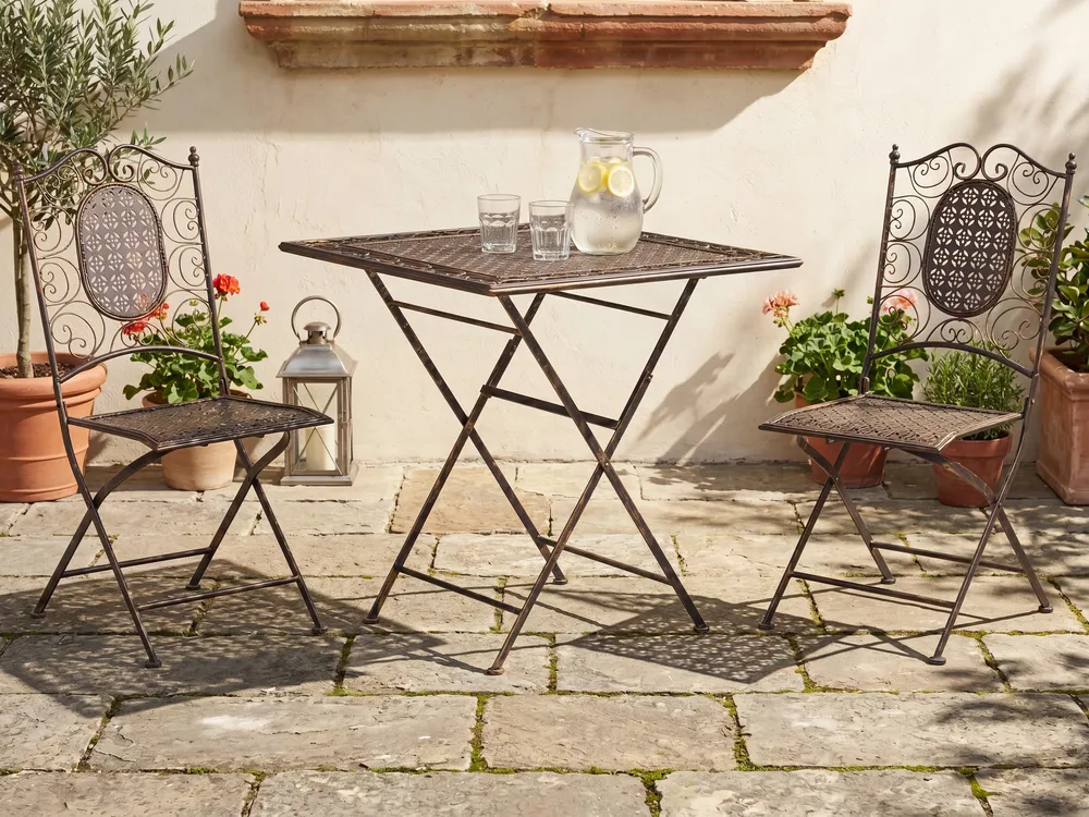 Bistro Set Folding BORMIO Metal Black