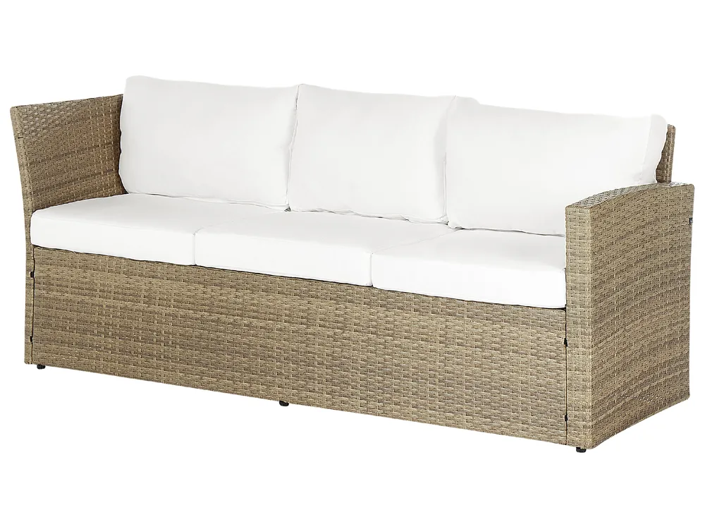 Garden Lounge Set with Table and Ottoman 5 Seater BARDI with Cushions PE Rattan Brown_820362