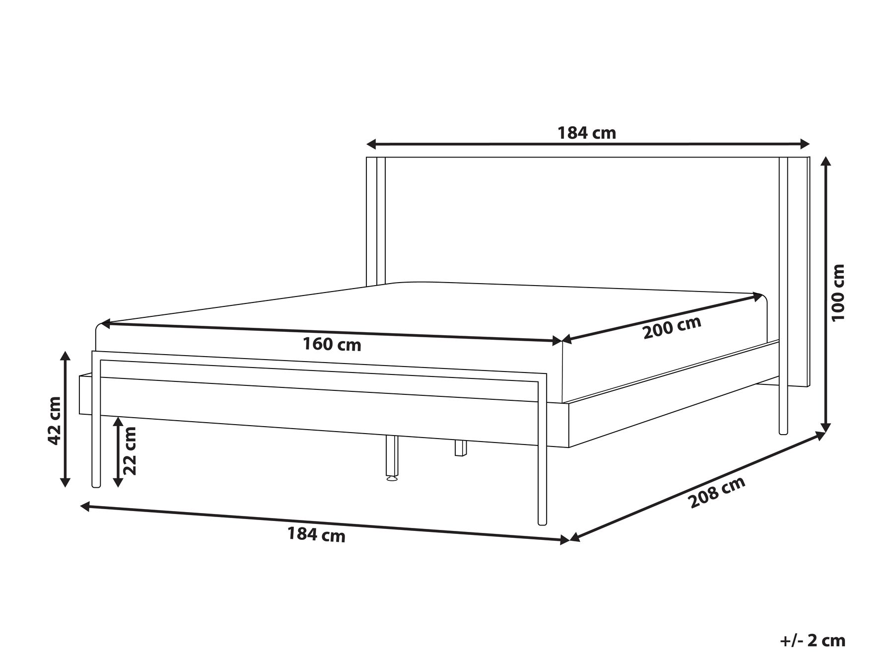 Bed LIBERMONT 160 x 200 cm (EU King Size) Dark Ash Wood_905699