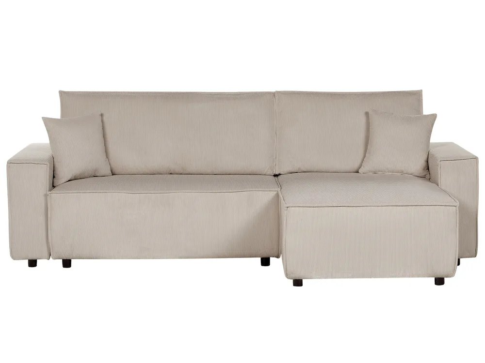 Corner Sofa Bed 3 Seater ABACKA Corduroy Beige Left Hand_896831