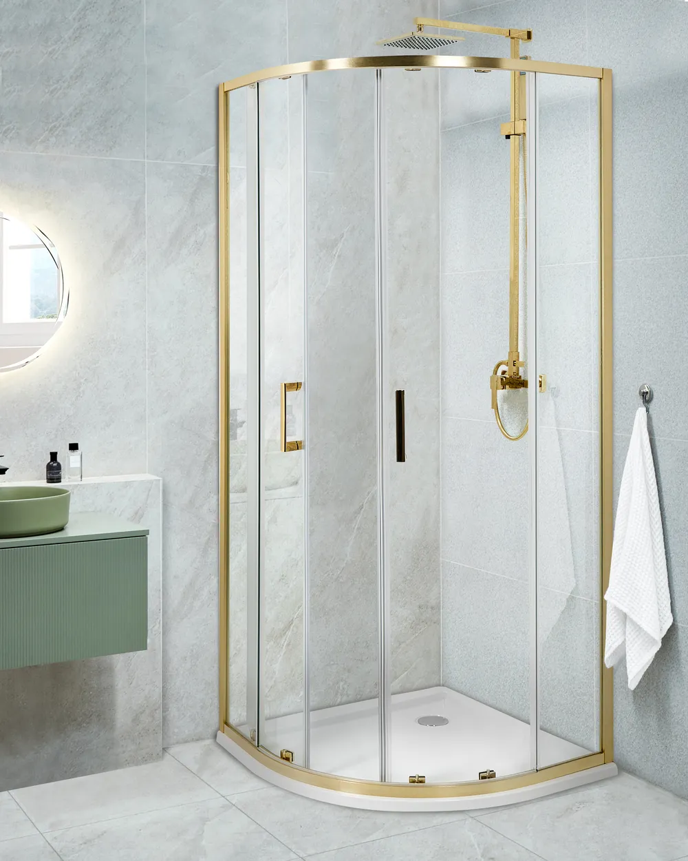 Shower Enclosure JUKATAN 800 x 800 x 1850 mm Gold