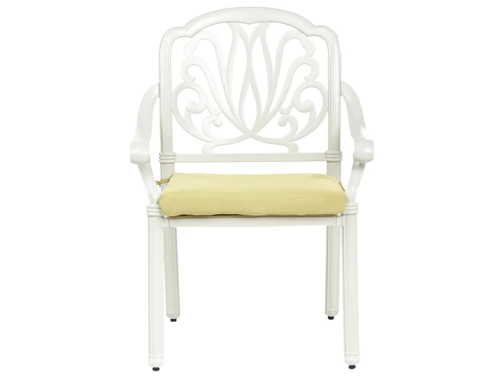 Garden Dining Set 4 Seater ANCONA with Cushions Metal Off-White_1004967