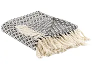 Pledd CHYAMA Bomull 125 x 150 cm Svart/beige_839761