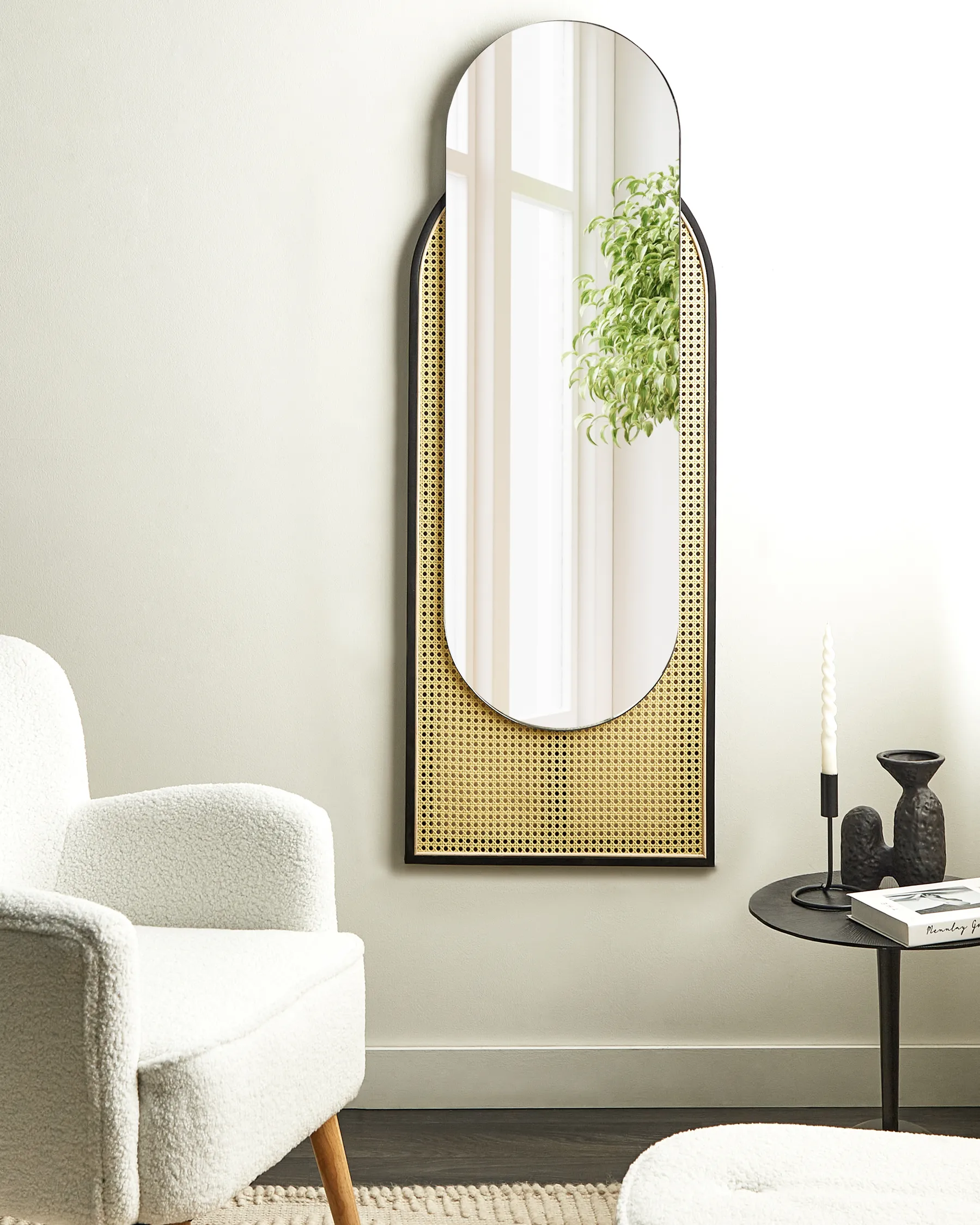 Wall Mirror NEVERS 53 cm 143 cm PE Rattan Natural_892117