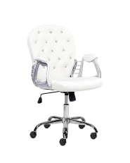 Desk Chair PRINCESS Faux Leather White_1149814