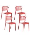 Set of 4 Garden Chairs GELA Red