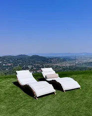 Sun Lounger with Cushion LUINO Acacia Wood Off-White_1107062