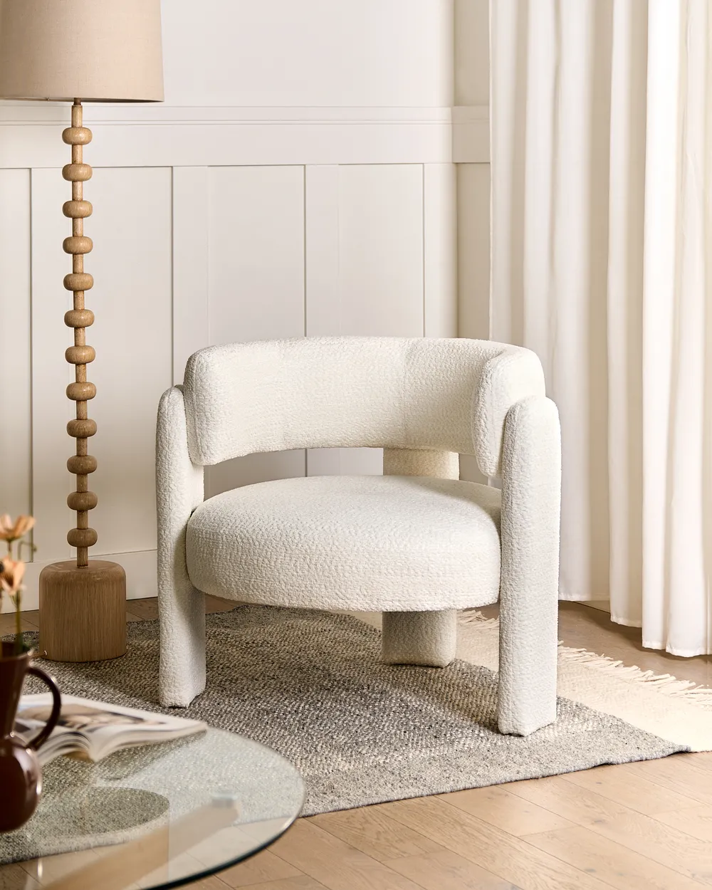 Armchair BUREA Chenille Off-White