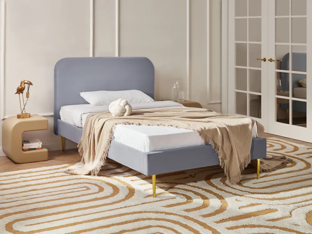 Bed Velvet FLAYAT 120 x 200 cm (EU Small Double) Grey