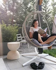 Hanging Chair with Stand ARCO Metal White_1020317