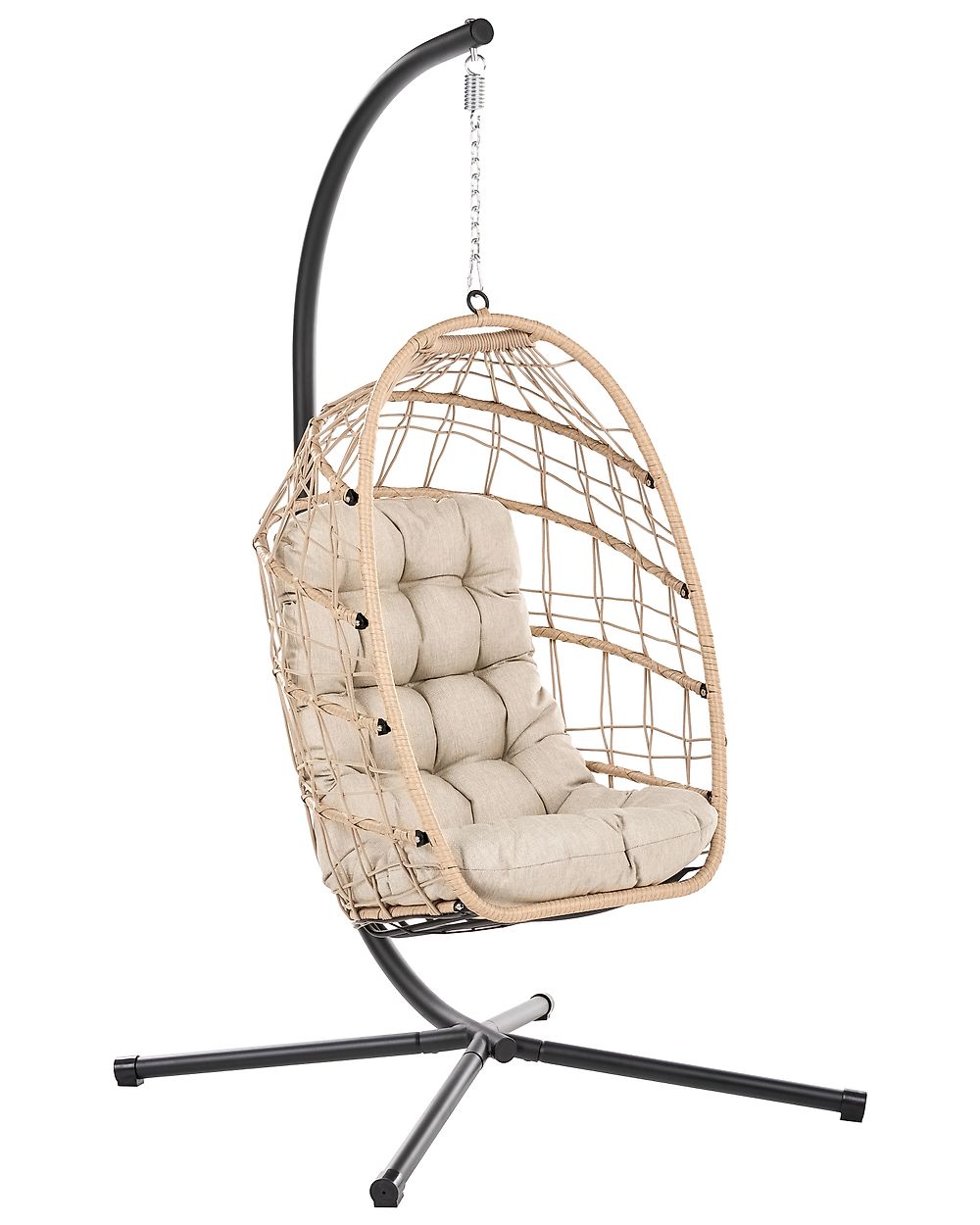 Hanging Chair with Stand MORNESE Metal Natural