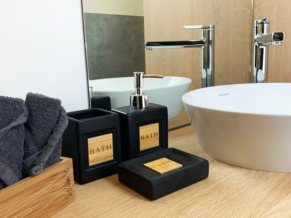 4-Piece Bathroom Accessories Set KOUROU Ceramic Black_835437