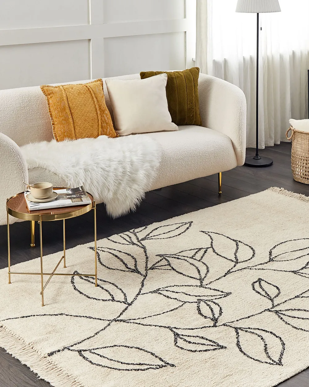 Cotton Area Rug Beige and Black SAZLI Various Sizes