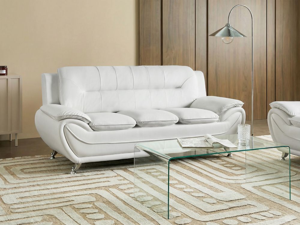 Soffa 3-sits LEIRA Konstläder Vit