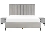 Bedroom Set SEZANNE Velvet Light Grey 180 x 200 cm (EU Super King)_799893