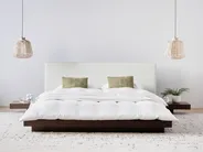 Vattensäng Konstläder ZEN 160 x 200 cm Mörk askfanér_943434