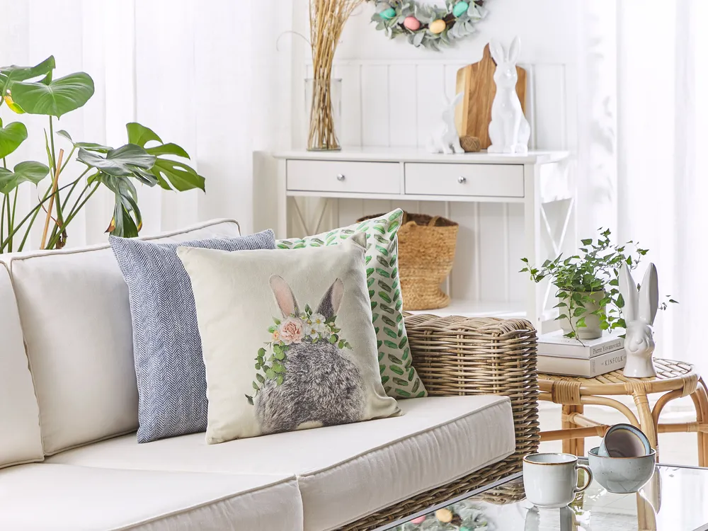 Set of 2 Decorative Cushions FATSIA Cotton 45 x 45 cm Taupe