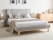 Bed Chenille TALENCE 160 x 200 cm (EU King Size) Light Grey_1184633