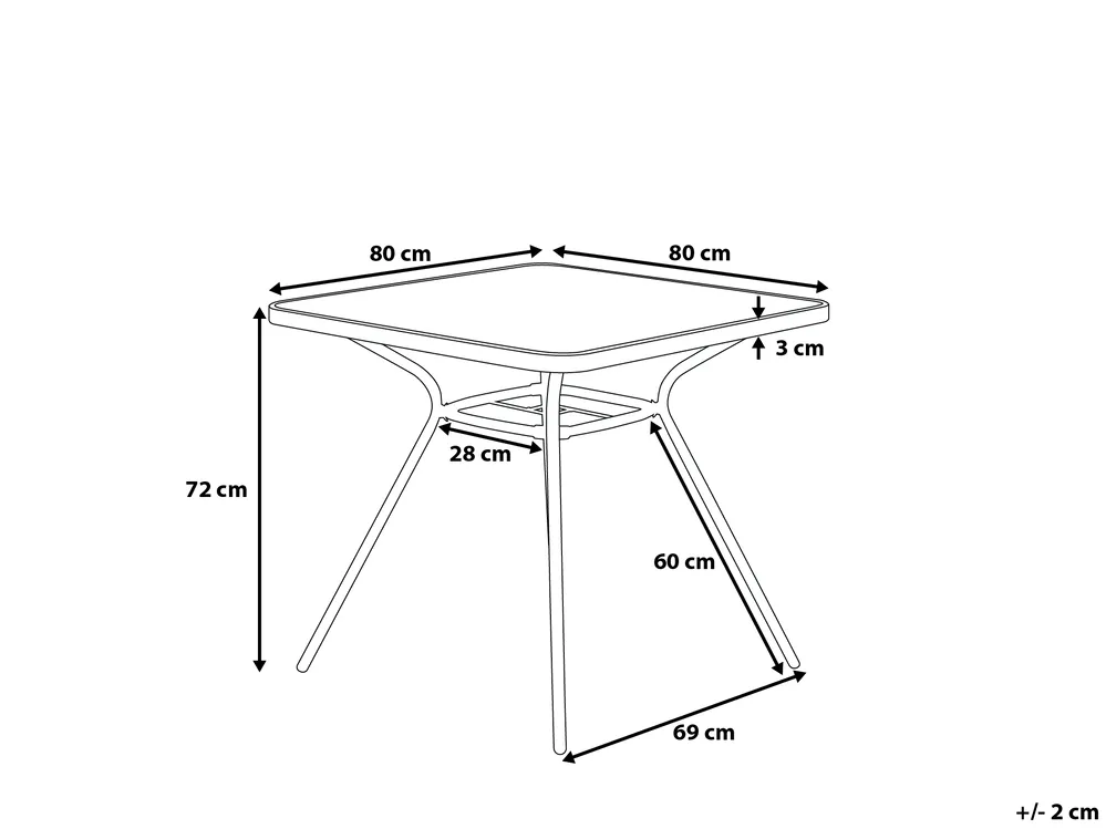 Bistro Table LIVO 80 cm 80 cm Glass Black_679144