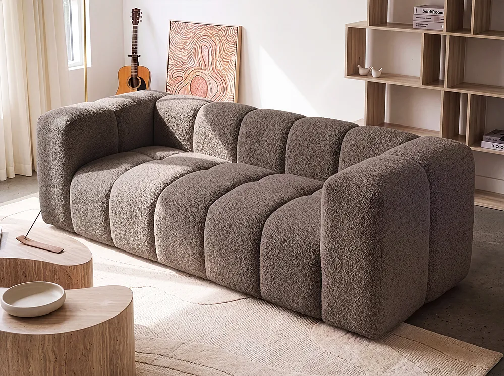Sofa 3-seter ANTOLA Bouclé Gråbrun
