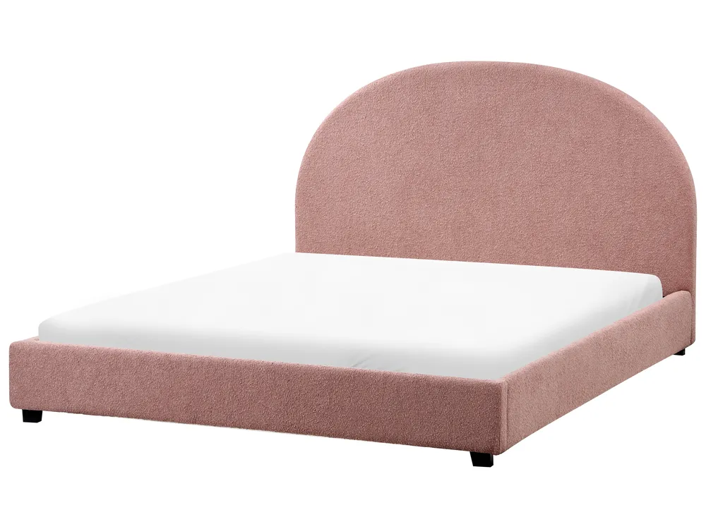 Säng med lamellram Bouclé VAUCLUSE 140 x 200 cm Pastellrosa_977322
