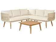 Garden Corner Sofa with Table 5 Seater ALCAMO Acacia Wood Light Beige Left Hand_862446