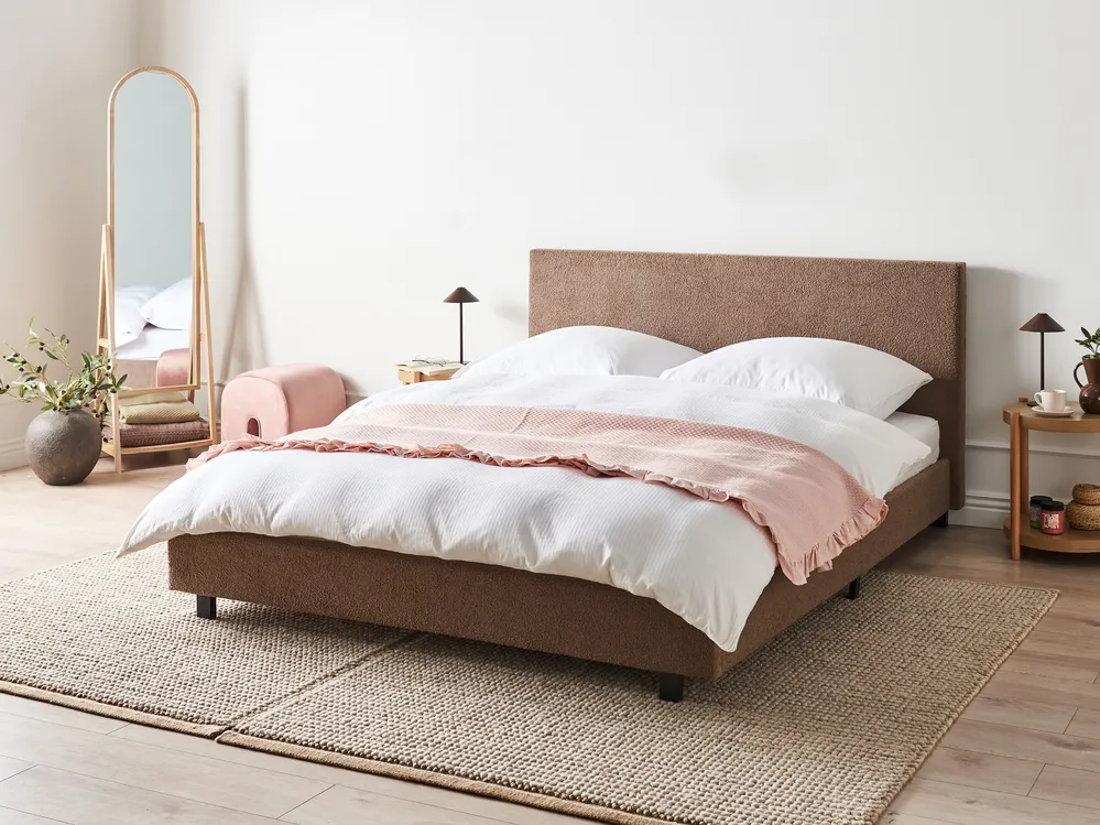 Bed Boucle ALBI 180 x 200 cm (EU Super King) Brown