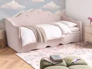 Sänky lisävuoteella Sametti LORETTE 90 x 200 cm Pastellipinkki_1080959