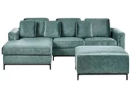 Corner Sofa 5 Seater OSLO with Ottoman Velvet Teal Right Hand_964599