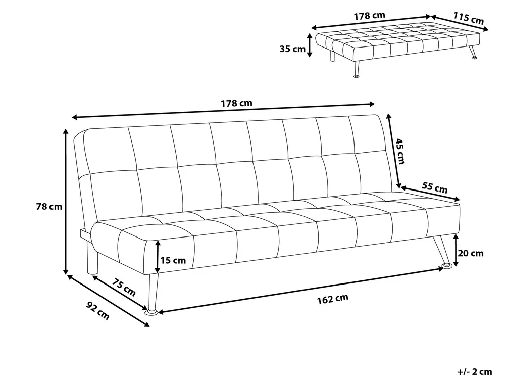 Sofa Bed 3 Seater OLSKER Velvet Light Grey_672399