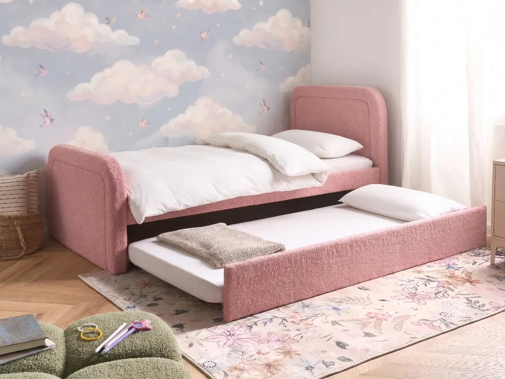 Trundle Bed Boucle RAYSSAC 90 x 200 cm (EU Single) Pink