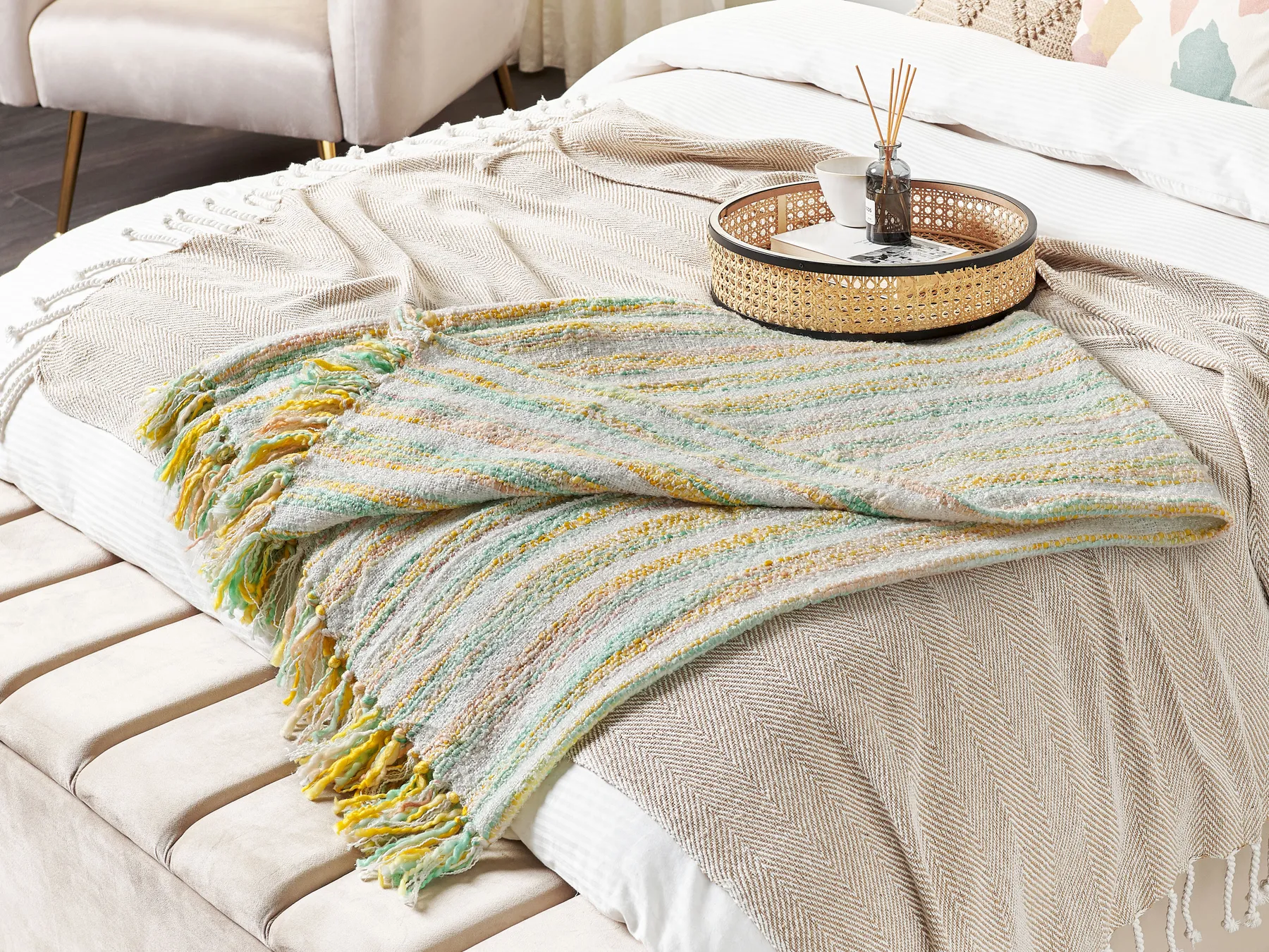 Blanket NUWAR Fabric 130 x 170 cm Yellow_834446