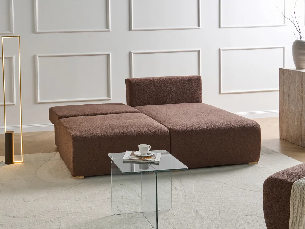 Modular Corner Sofa NERBO Boucle Brown Left Hand_1034375