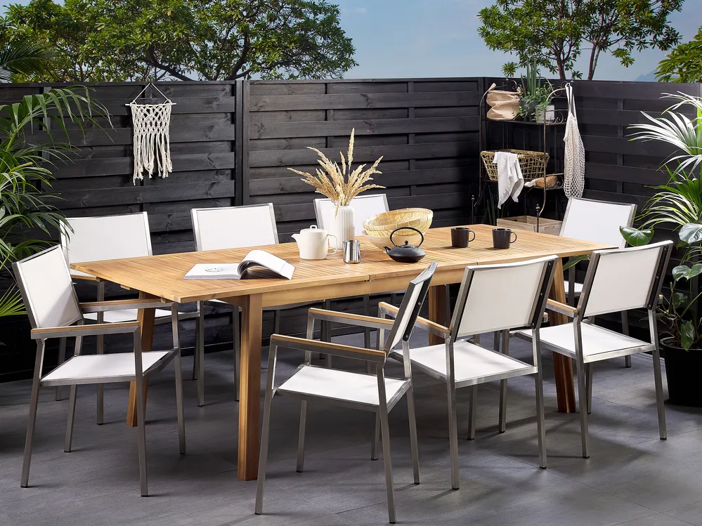 Extending Garden Dining Table CESANA 180/240 cm 100 cm Acacia Wood Light Brown
