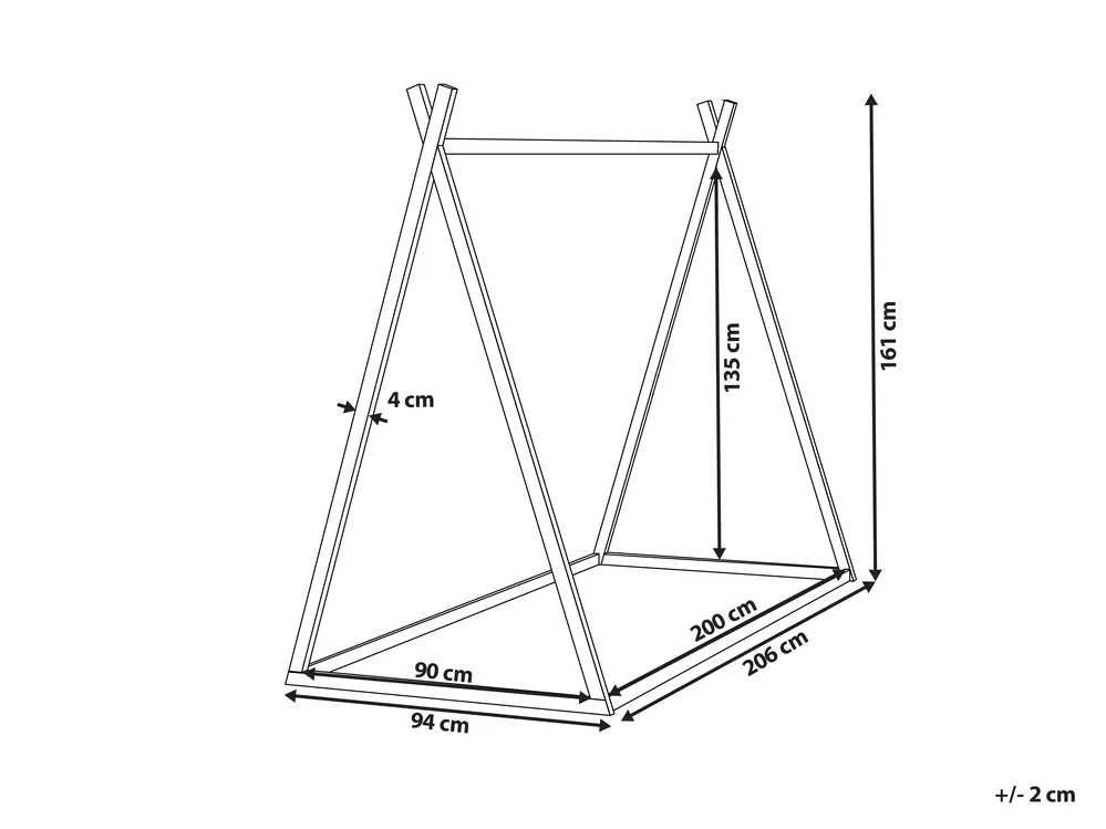Kids Bed Teepee Pine Wood SAURAT 90 x 200 cm (EU Single) Grey_911005
