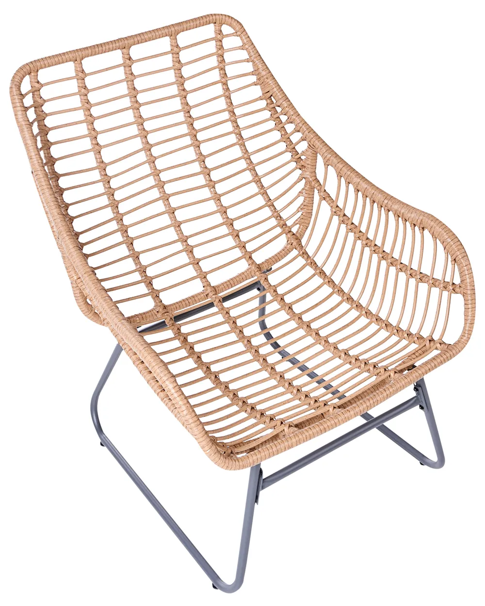 Garden Chair MESTRE with Footstool PE Rattan Light Beige_1022728