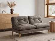 Sofa Bed 3 Seater YILA Fabric Brown_1056213
