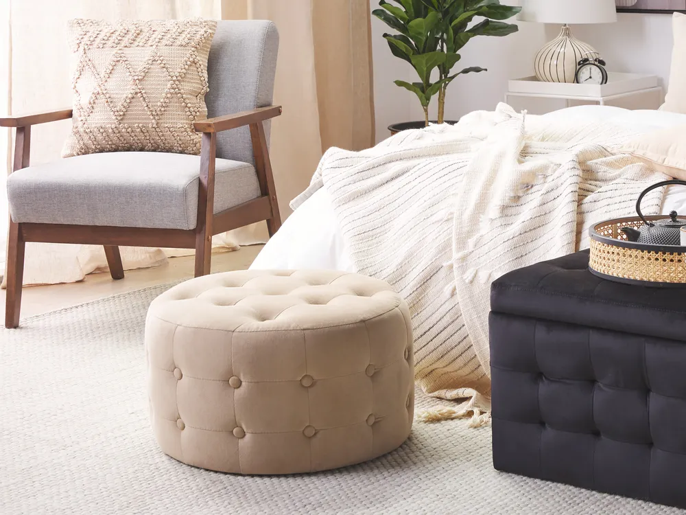 Pouffe TAMPA Velvet Sand Beige