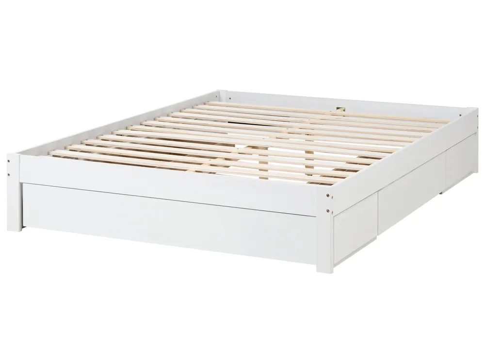 Bed with Storage Drawers without Headboard GIAT Wood White 160 x 200 cm (EU King Size)_1023314