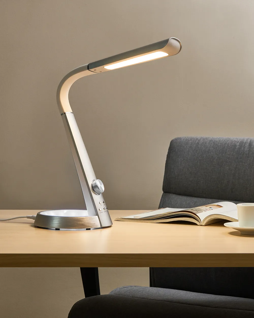 LED Desk Lamp CANOPUS with USB Port Silver