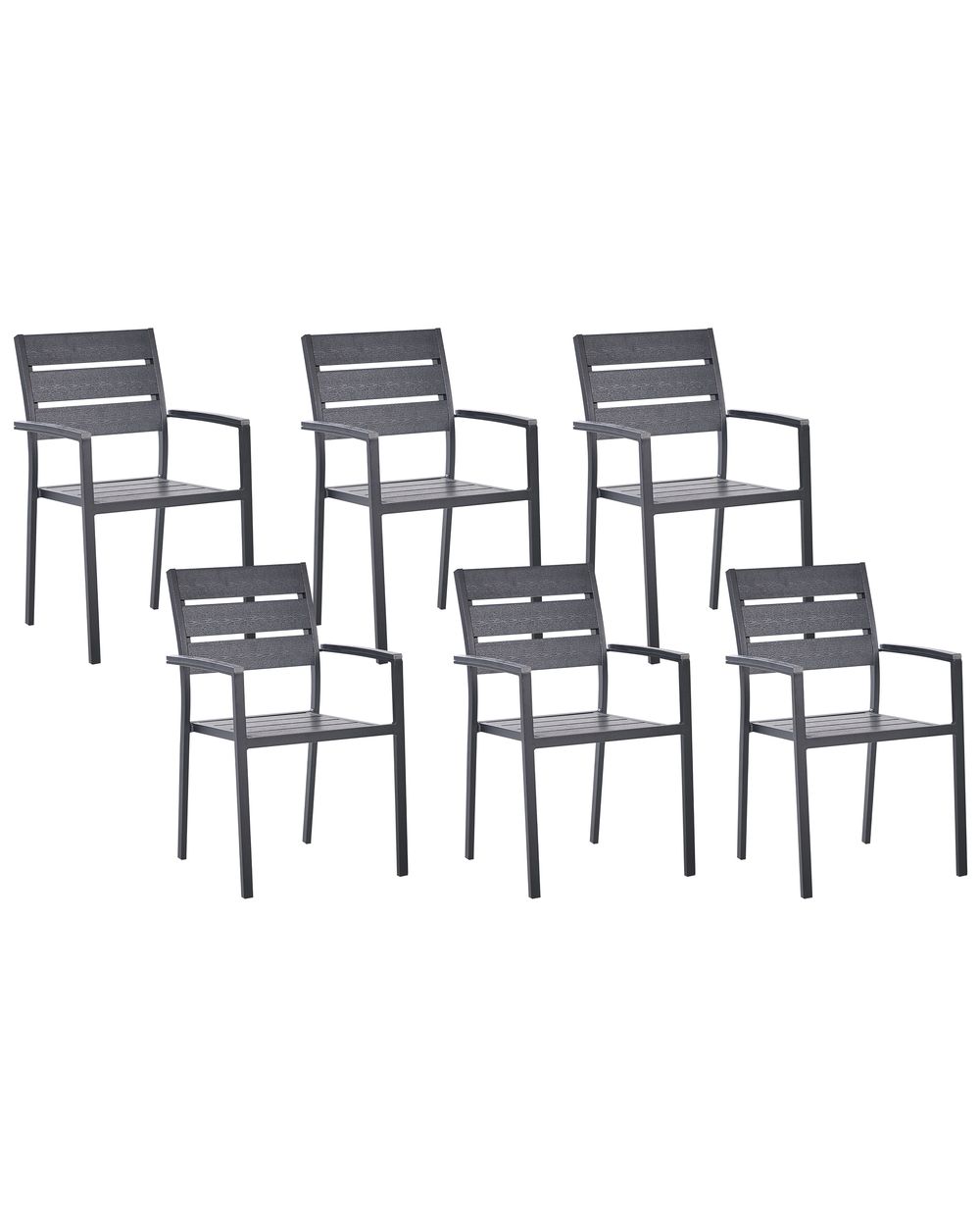 Set med 6 trädgårdsstolar VERNIO Svart