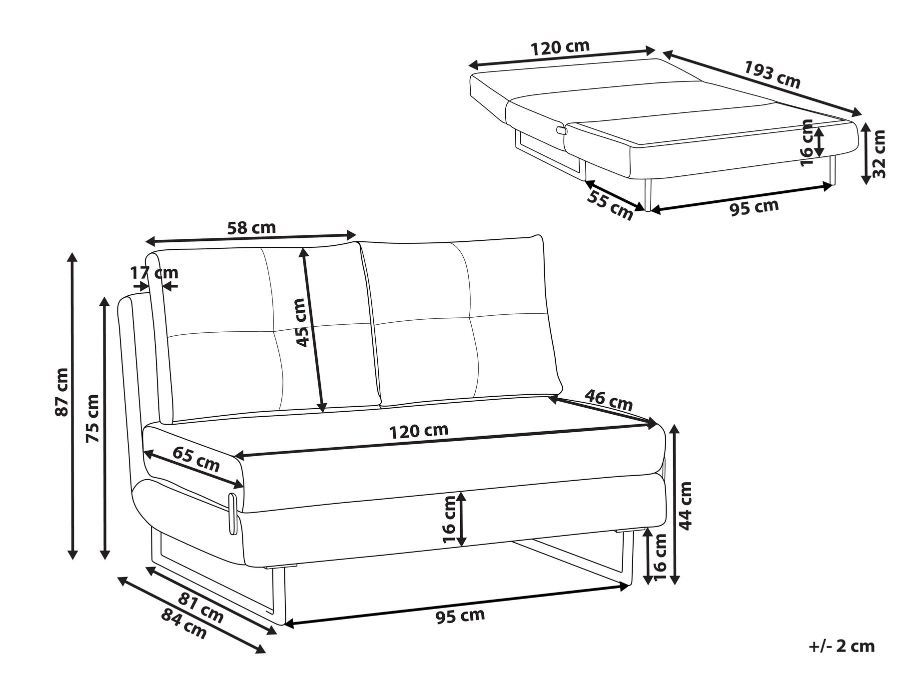 Bäddsoffa 2-sits JERSLEV Off-White_1011725