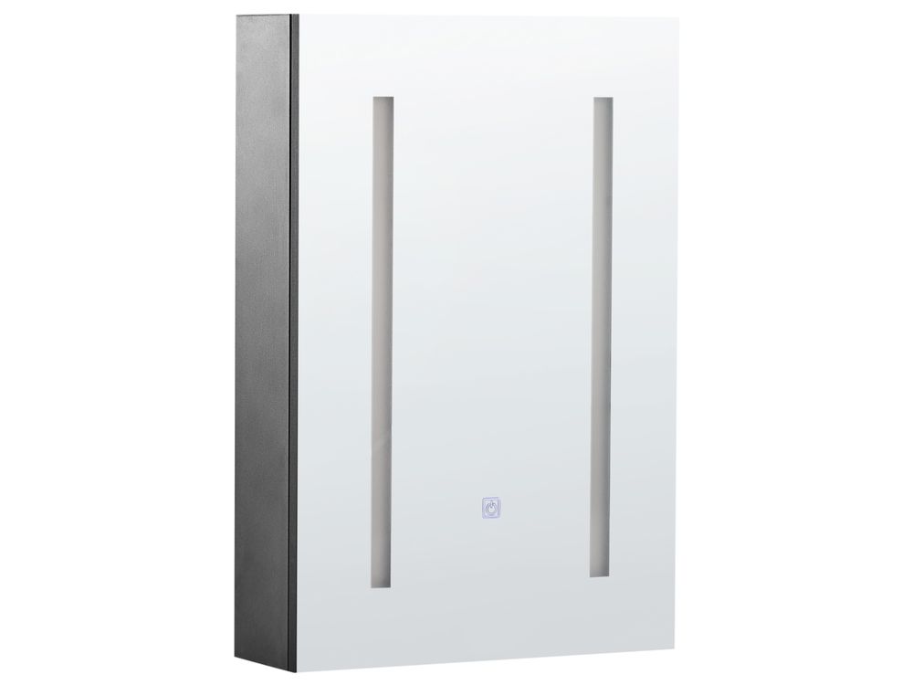 Bathroom Wall Mounted Mirror Cabinet LED CAMERON 40 cm x 60 cm Black