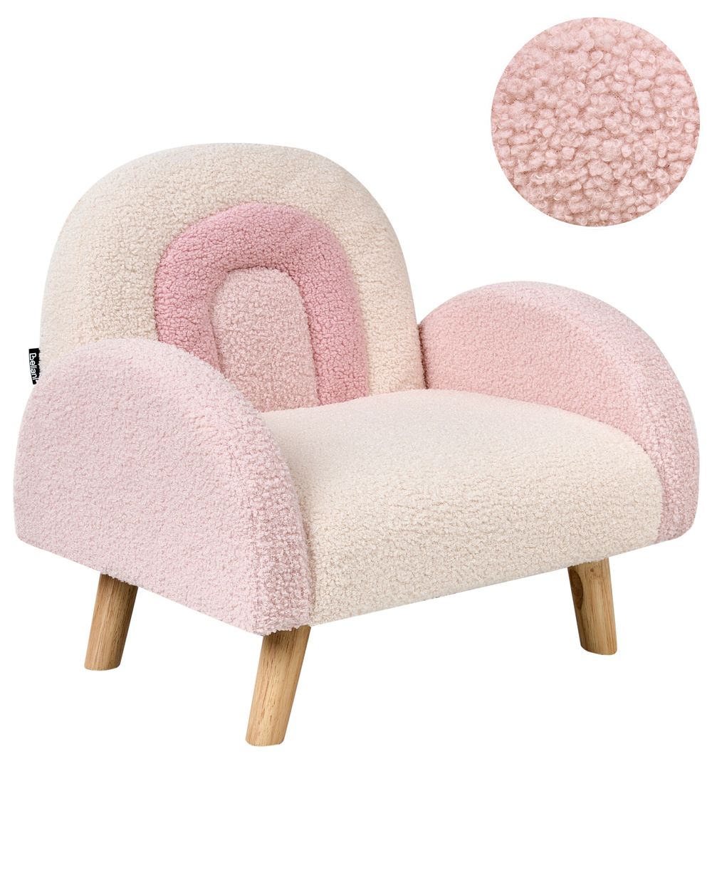 Kids Armchair Rainbow OMBO Boucle Pastel Pink