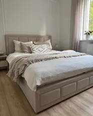 Ottoman Bed QUIBERON Fabric Beige 160 x 200 cm (EU King Size)_1176660