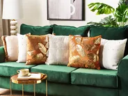 Set of 2 Decorative Cushions SUNFLOWER 45 x 45 cm Velvet Orange Plant Pattern_829996