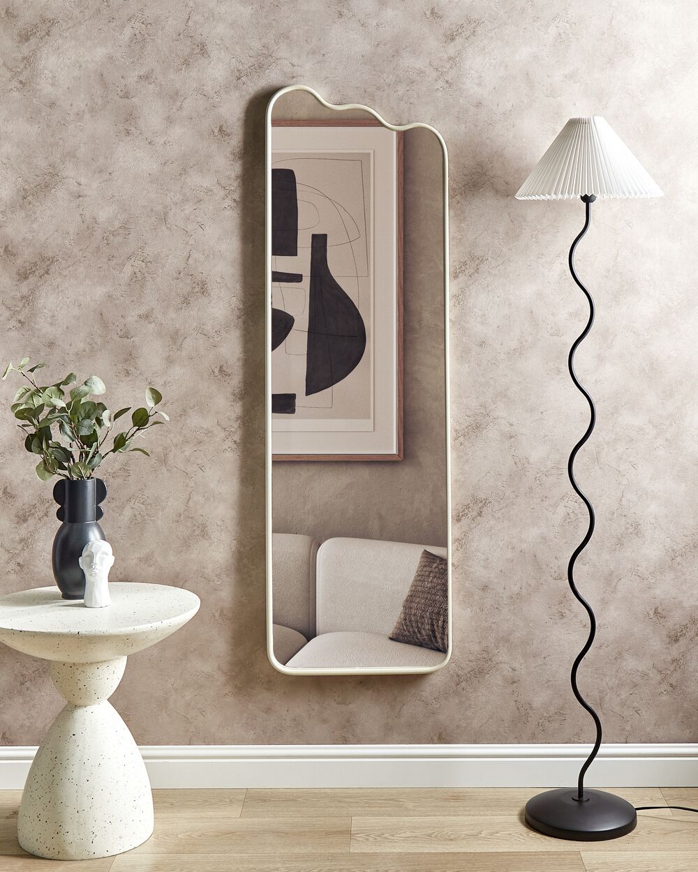Veggspeil ABZAC 45 cm 145 cm Metall Off white